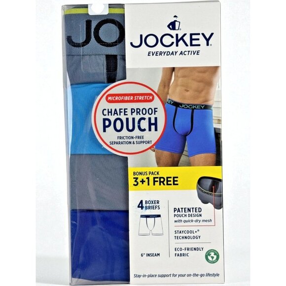 Jockey Everyday Active Boxer Briefs 4Pack Microfiber Chafe Proof Pouch NEWMedium - Picture 7 of 7